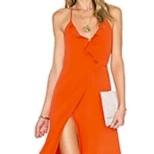Lovers + Friends Nostalgia Wrap Coral Reef Wrap Maxi Dress, Size XS